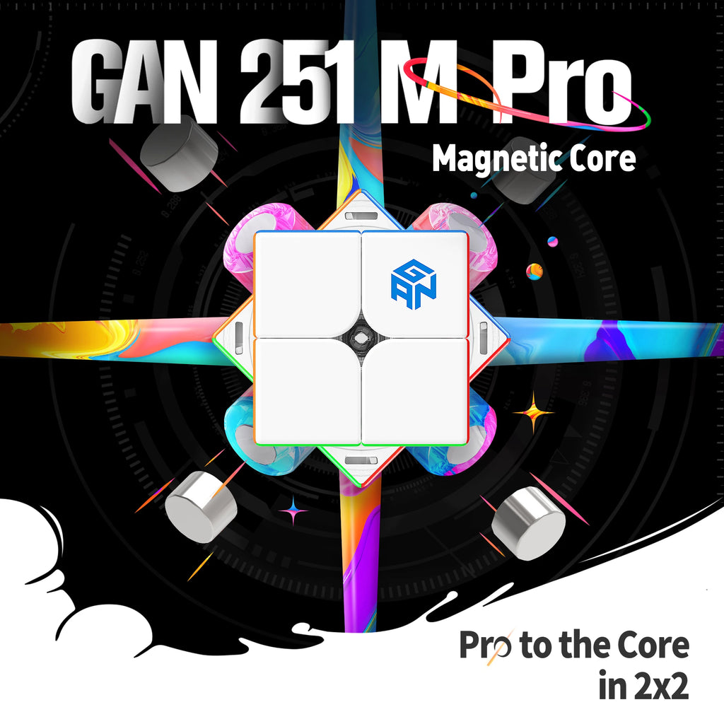 GAN251 M Pro Air 2x2 Magnetic Speed Cube Professional GANCUBE 251M 2x2x2