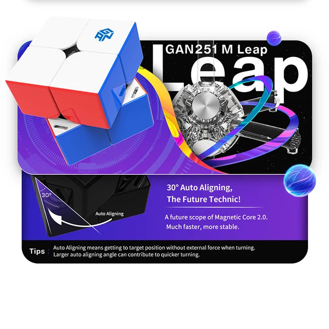 GAN251 M Pro Air 2x2 Magnetic Speed Cube Professional GANCUBE 251M 2x2x2