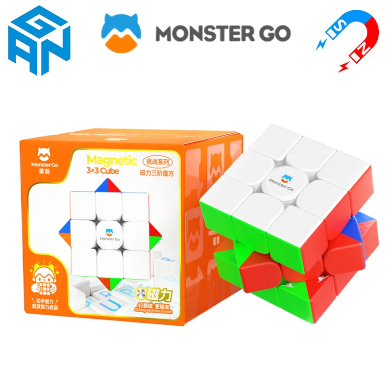 GAN Monster Go 3×3 Speedcube Magnetic Magic Cube 48 Magnet 3x3x3 Speed Puzzle Children's Fidget Toy