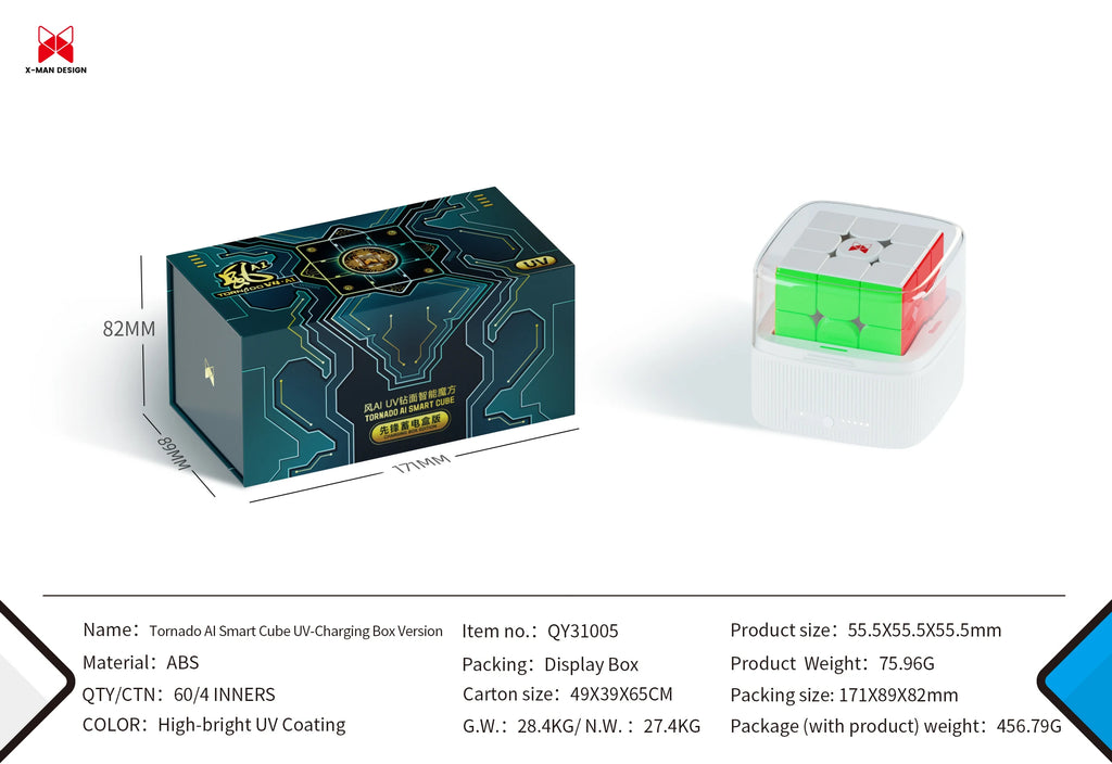 Qiyi Tornado V4 AI Smart Cube UV Charging Box Version 3x3 Magnetic Magic Cube