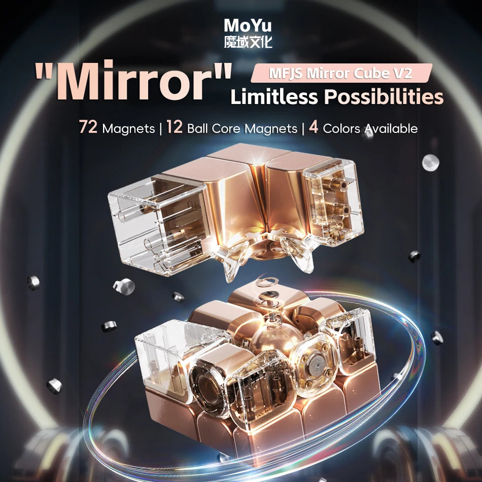 MoYu Mirror V2 3x3 Magic Cube Puzzle Silver Gold Stickers Speed Cubes Professional