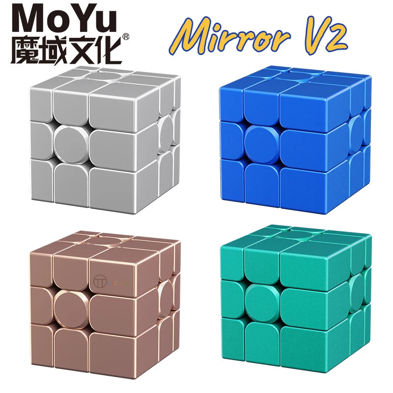 MoYu Mirror V2 3x3 Magic Cube Puzzle Silver Gold Stickers Speed Cubes Professional